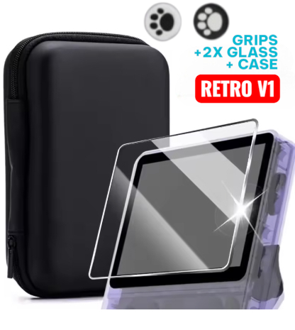 RETRO V1 CASE + 2X GLASS+ THUMB GRIPS